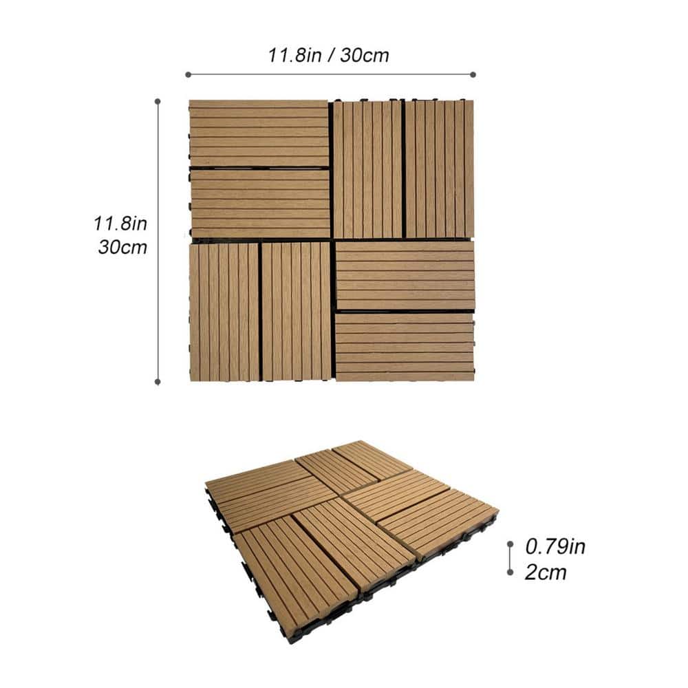 Tidoin Outdoor 1 ft. x 1 ft. Composite Deck Tile in Wood(20 Per Box)