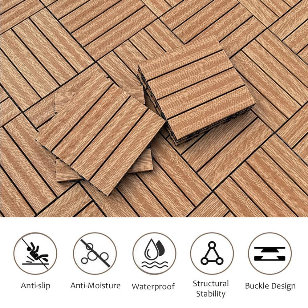Tidoin Outdoor 1 ft. x 1 ft. Composite Deck Tile in Wood(20 Per Box)