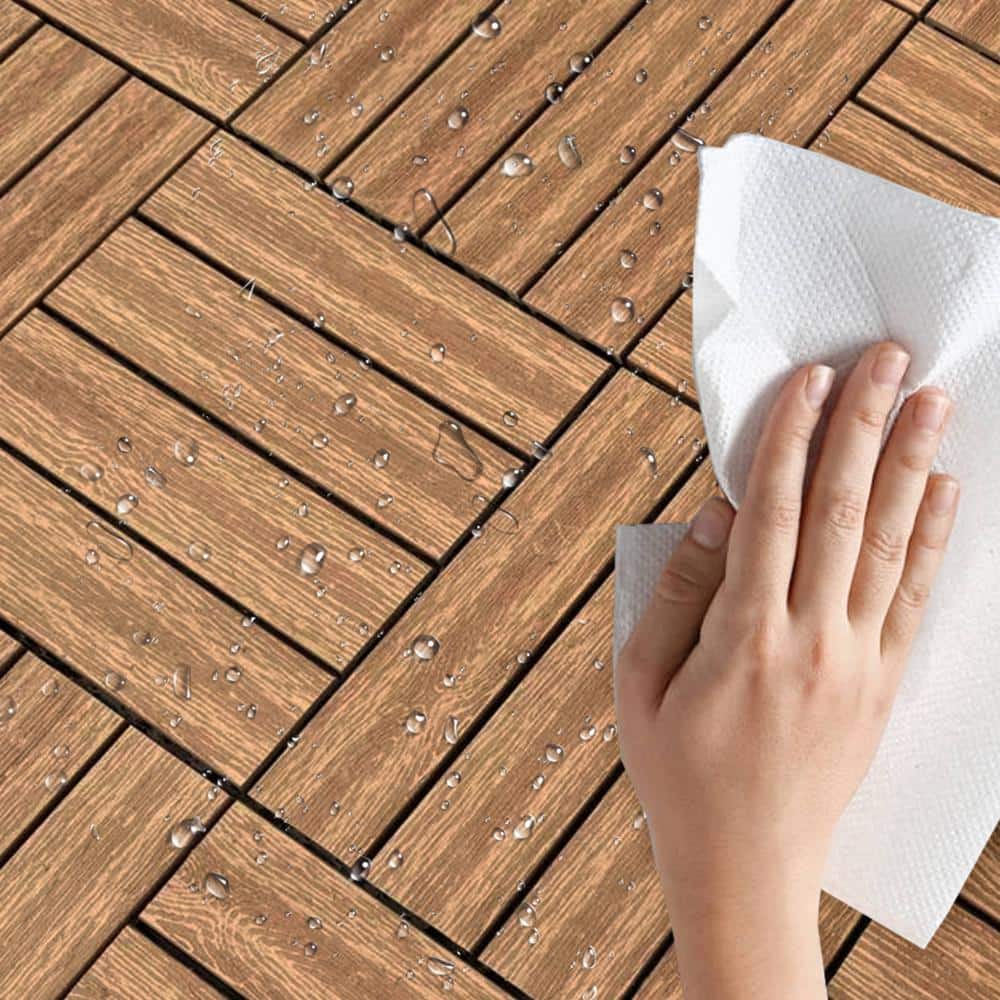 Tidoin Outdoor 1 ft. x 1 ft. Composite Deck Tile in Wood(20 Per Box)
