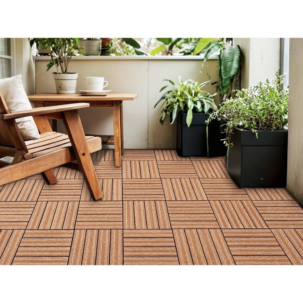 Tidoin Outdoor 1 ft. x 1 ft. Composite Deck Tile in Wood(20 Per Box)