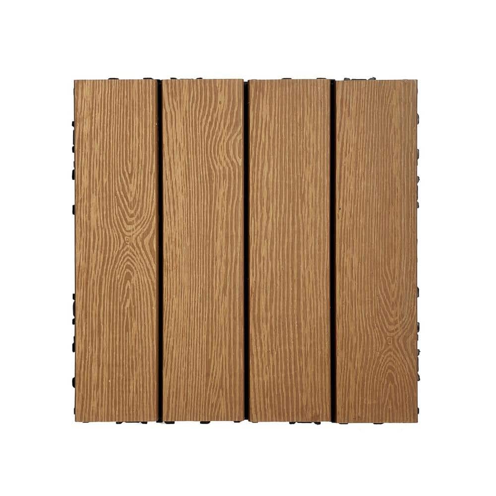 Tidoin Outdoor 1 ft. x 1 ft. Composite Deck Tile in Wood(20 Per Box)