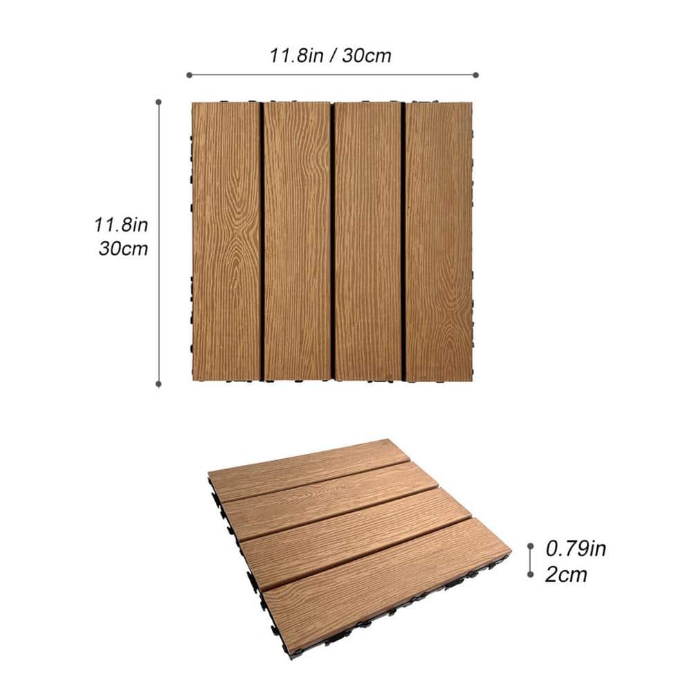 Tidoin Outdoor 1 ft. x 1 ft. Composite Deck Tile in Wood(20 Per Box)