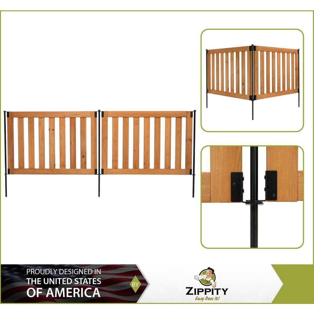 Zippity Outdoor Products Newberry Dig Free Wood Fence Kit - 48 in. x 32 in. Panels