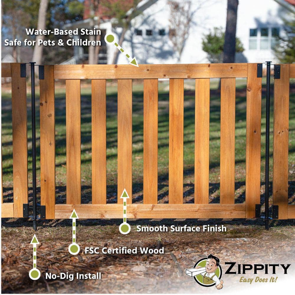 Zippity Outdoor Products Newberry Dig Free Wood Fence Kit - 48 in. x 32 in. Panels