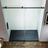 WOODBRIDGE 60 in. W x 76 in. H Frameless Single Sliding Shower Door in Matte Black with 5/16 in. (8 mm) Clear Glass