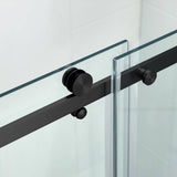 WOODBRIDGE 60 in. W x 76 in. H Frameless Single Sliding Shower Door in Matte Black with 5/16 in. (8 mm) Clear Glass