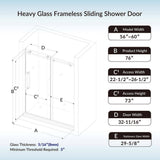 WOODBRIDGE 60 in. W x 76 in. H Frameless Single Sliding Shower Door in Matte Black with 5/16 in. (8 mm) Clear Glass