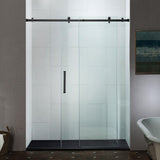 WOODBRIDGE 60 in. W x 76 in. H Frameless Single Sliding Shower Door in Matte Black with 5/16 in. (8 mm) Clear Glass