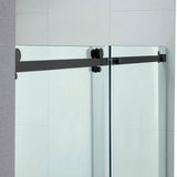 WOODBRIDGE 60 in. W x 76 in. H Frameless Single Sliding Shower Door in Matte Black with 5/16 in. (8 mm) Clear Glass