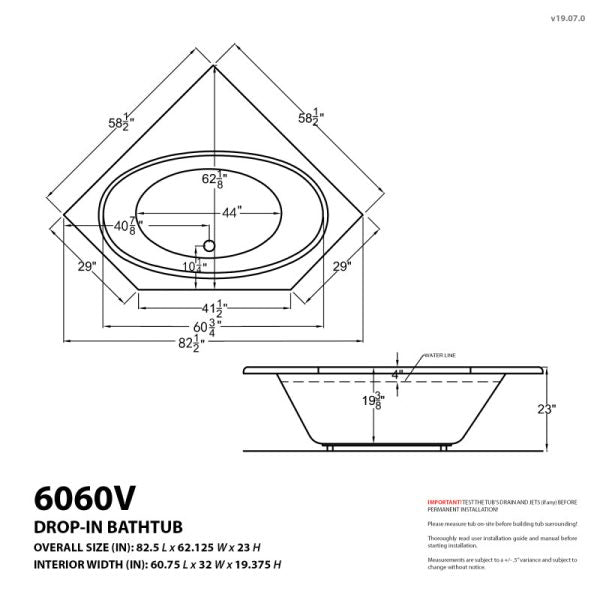 Universal Tubs Mali 5 ft. Acrylic Corner Drop-in Air and Whirlpool Bathtub in White (60 x 60 in.)