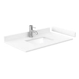 Wyndham Collection Miranda 36" Dark Blue Bathroom Vanity with White Marble Top