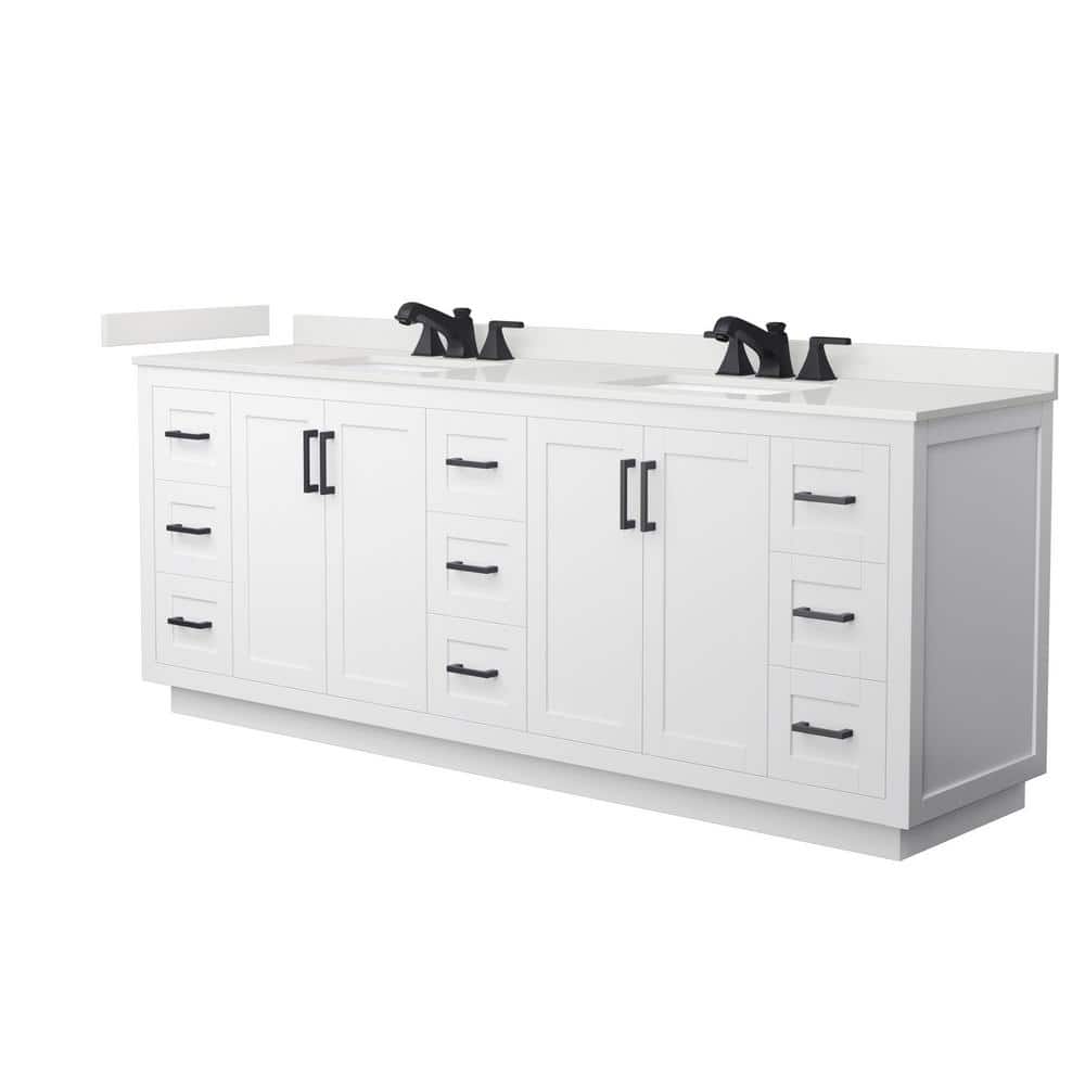 Wyndham Collection Miranda 84" Double Bath Vanity with White Quartz Top