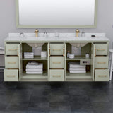 Wyndham Collection Strada 84" Double Bath Vanity, Light Green with White Quartz Top
