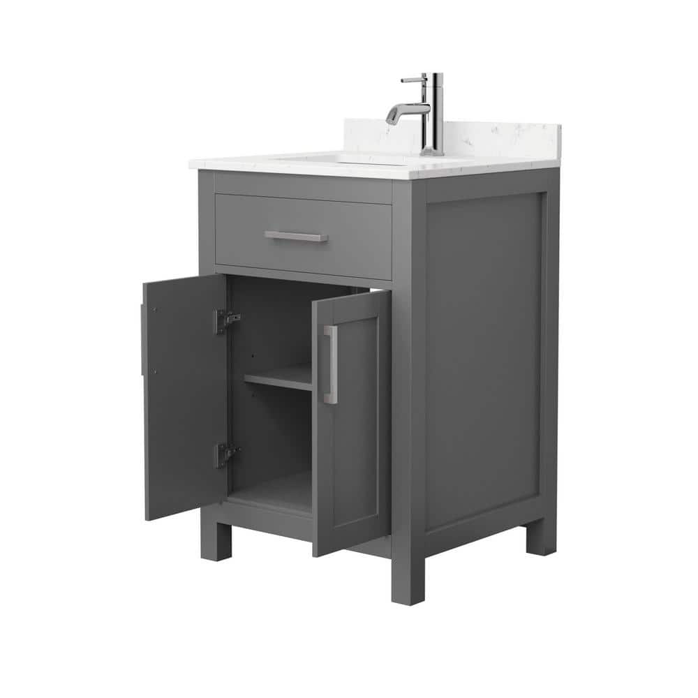 Wyndham Collection Beckett 24" Bathroom Vanity in Dark Gray with Carrara Cultured Marble Top