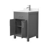 Wyndham Collection Beckett 24" Bathroom Vanity in Dark Gray with Carrara Cultured Marble Top