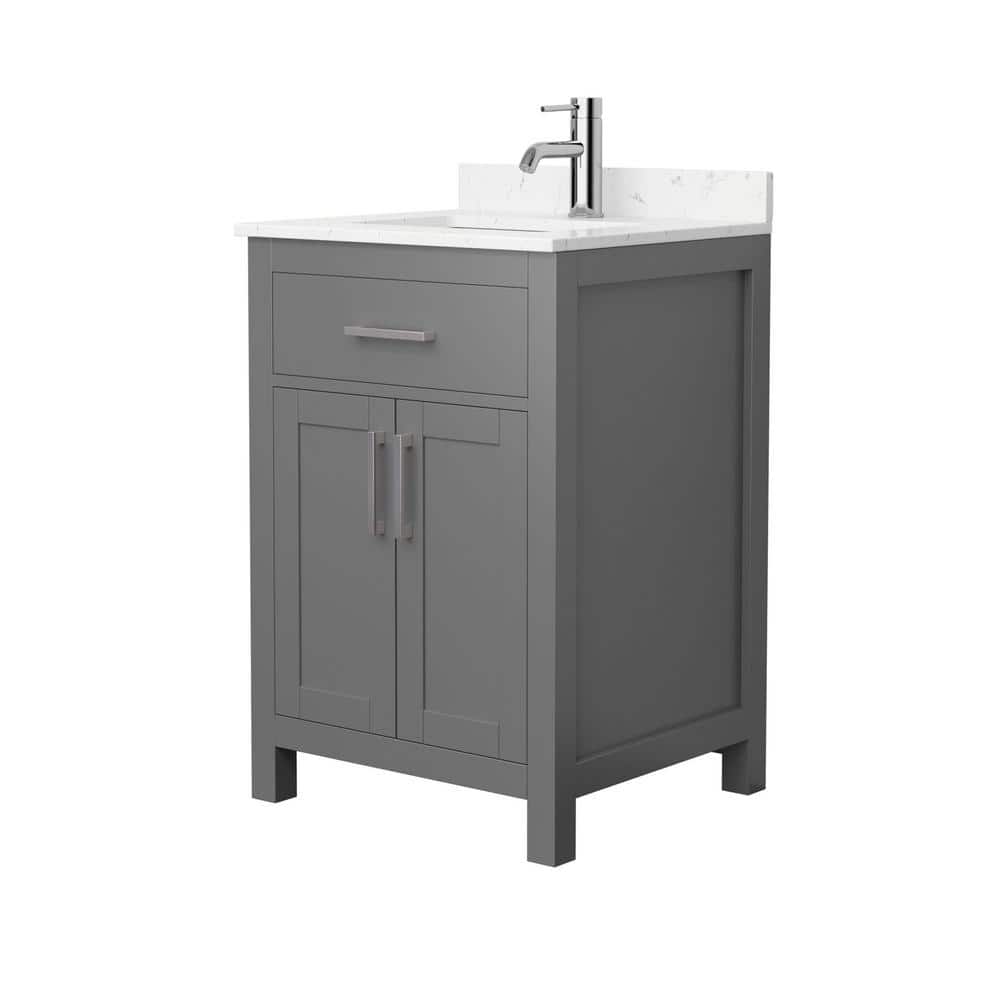 Wyndham Collection Beckett 24" Bathroom Vanity in Dark Gray with Carrara Cultured Marble Top