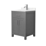 Wyndham Collection Beckett 24" Bathroom Vanity in Dark Gray with Carrara Cultured Marble Top