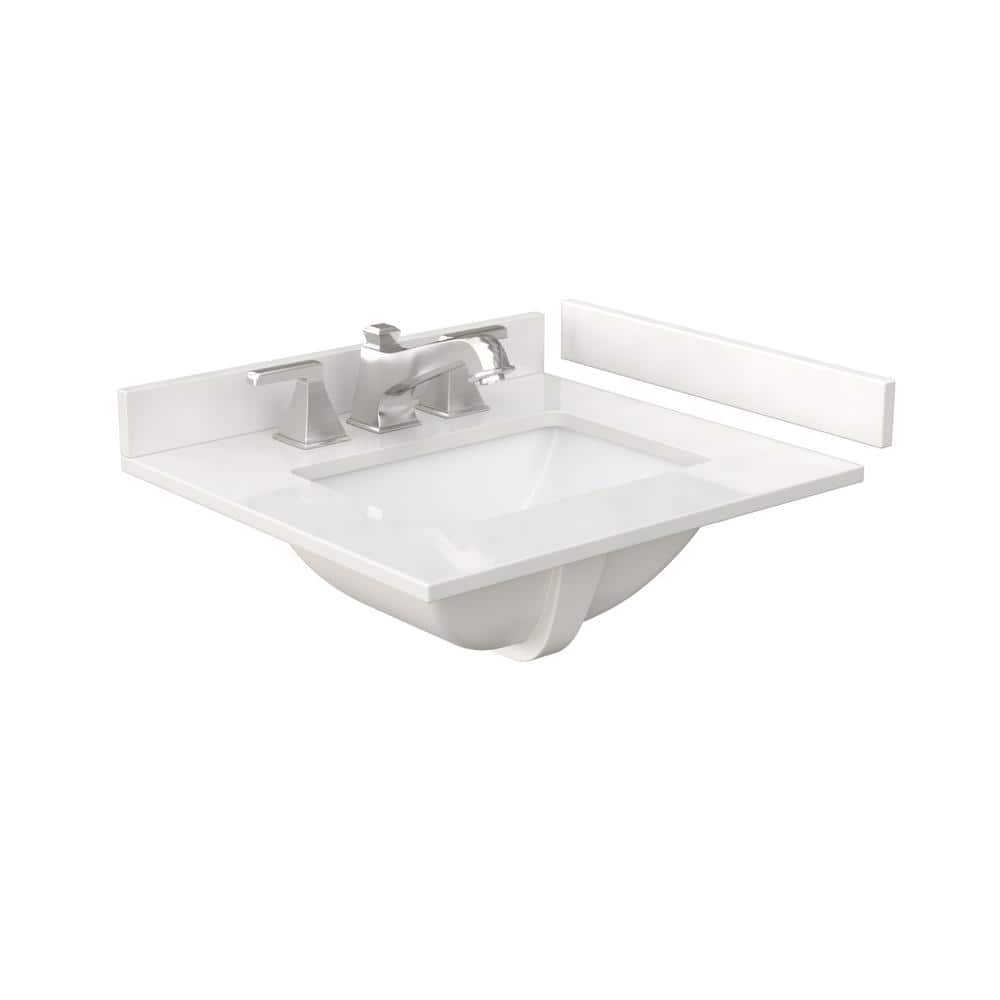 Wyndham Collection Beckett 24" Freestanding White Bath Vanity with Quartz Top