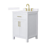 Wyndham Collection Beckett 24" Freestanding White Bath Vanity with Quartz Top