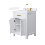 Wyndham Collection Beckett 24" Freestanding White Bath Vanity with Quartz Top