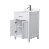Wyndham Collection Beckett 24" Bathroom Vanity in White with Carrara Marble Top