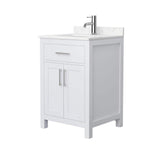 Wyndham Collection Beckett 24" Bathroom Vanity in White with Carrara Marble Top