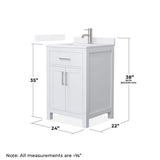 Wyndham Collection Beckett 24" Freestanding White Bath Vanity with Quartz Top