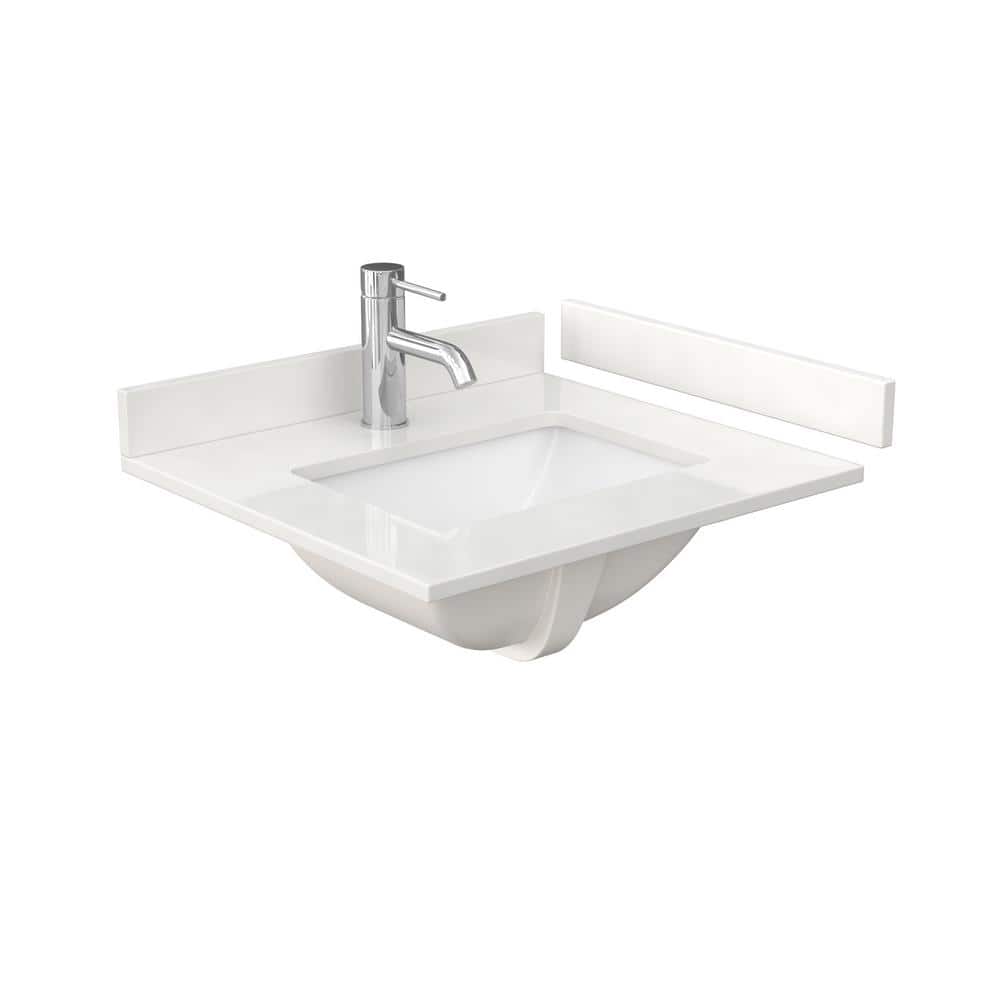 Wyndham Collection Beckett 24" Freestanding White Bath Vanity with Quartz Top