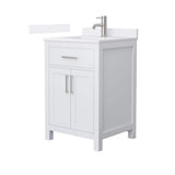 Wyndham Collection Beckett 24" Freestanding White Bath Vanity with Quartz Top