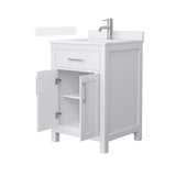 Wyndham Collection Beckett 24" Freestanding White Bath Vanity with Quartz Top