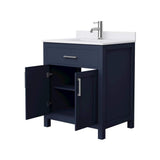Wyndham Collection Beckett 30" Dark Blue Bathroom Vanity with White Cultured Marble Top
