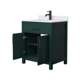 Wyndham Collection Beckett 30" Green Bathroom Vanity with White Cultured Marble Top