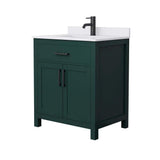 Wyndham Collection Beckett 30" Green Bathroom Vanity with White Cultured Marble Top