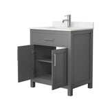 Wyndham Collection Beckett 30" Bathroom Vanity in Dark Gray with Carrara Marble Top