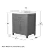 Wyndham Collection Beckett 30 in. Freestanding Dark Gray Bath Vanity with Giotto Quartz Top