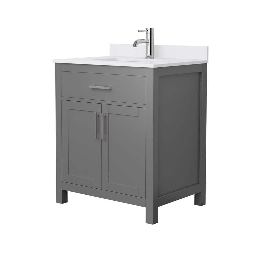 Wyndham Collection Beckett 30" Dark Gray Bathroom Vanity with White Cultured Marble Top