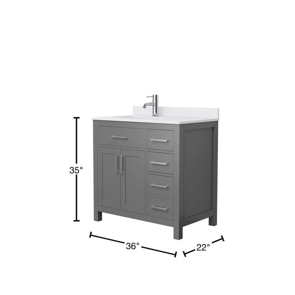 Wyndham Collection Beckett 36" Bathroom Vanity in Dark Gray with Cultured Marble Top