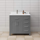 Wyndham Collection Beckett 36" Bathroom Vanity in Dark Gray with Cultured Marble Top
