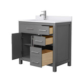 Wyndham Collection Beckett 36" Bathroom Vanity in Dark Gray with Cultured Marble Top