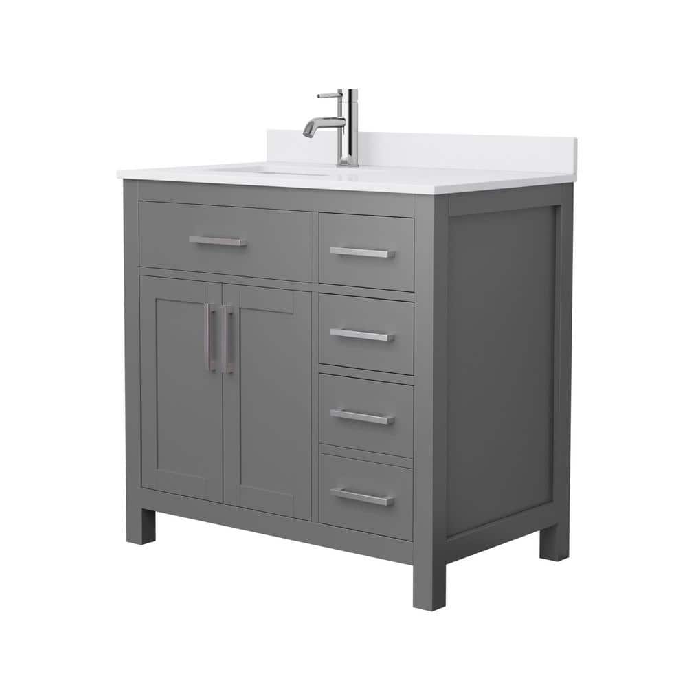 Wyndham Collection Beckett 36" Bathroom Vanity in Dark Gray with Cultured Marble Top