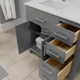 Wyndham Collection Beckett 36" Bathroom Vanity in Dark Gray with Cultured Marble Top
