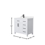 Wyndham Collection Beckett 36" Bathroom Vanity with Carrara Marble Top