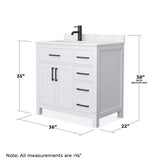 Wyndham Collection Beckett 36" Bathroom Vanity with Carrara Marble Top