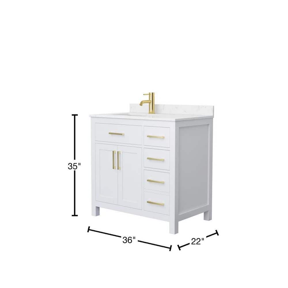 Wyndham Collection Beckett 36" Bathroom Vanity in Dark Gray with Cultured Marble Top