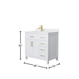 Wyndham Collection Beckett 36" Bathroom Vanity in Dark Gray with Cultured Marble Top
