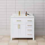 Wyndham Collection Beckett 36" Bathroom Vanity in Dark Gray with Cultured Marble Top