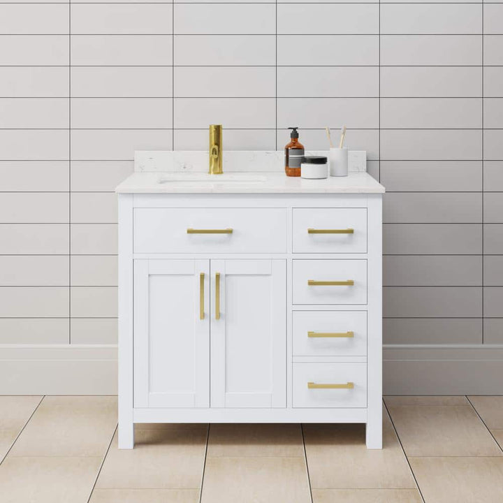 Wyndham Collection Beckett 36" Bathroom Vanity in Dark Gray with Cultured Marble Top