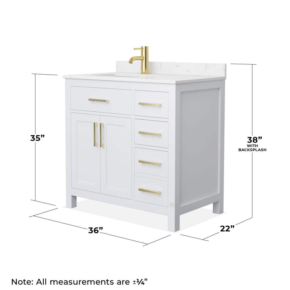Wyndham Collection Beckett 36" Bathroom Vanity in Dark Gray with Cultured Marble Top