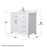 Wyndham Collection Beckett 36" Bathroom Vanity in Dark Gray with Cultured Marble Top