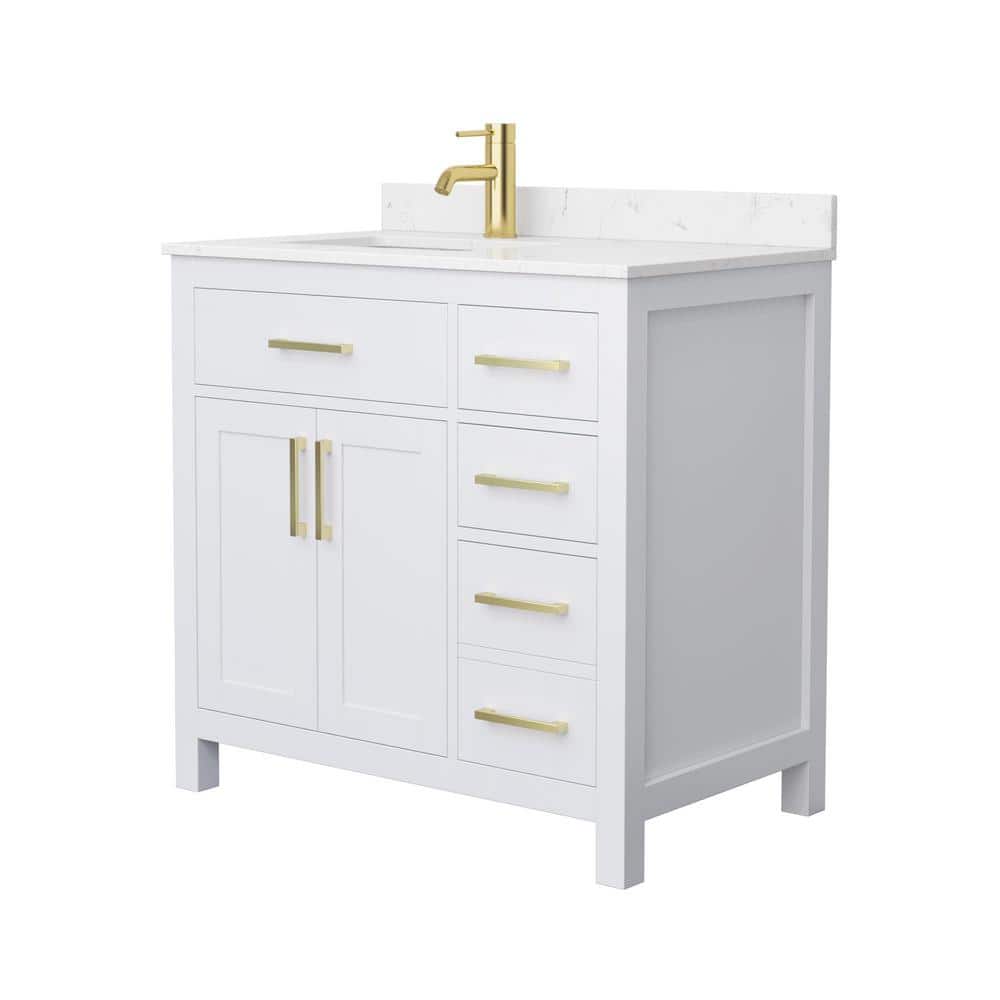 Wyndham Collection Beckett 36" Bathroom Vanity in Dark Gray with Cultured Marble Top